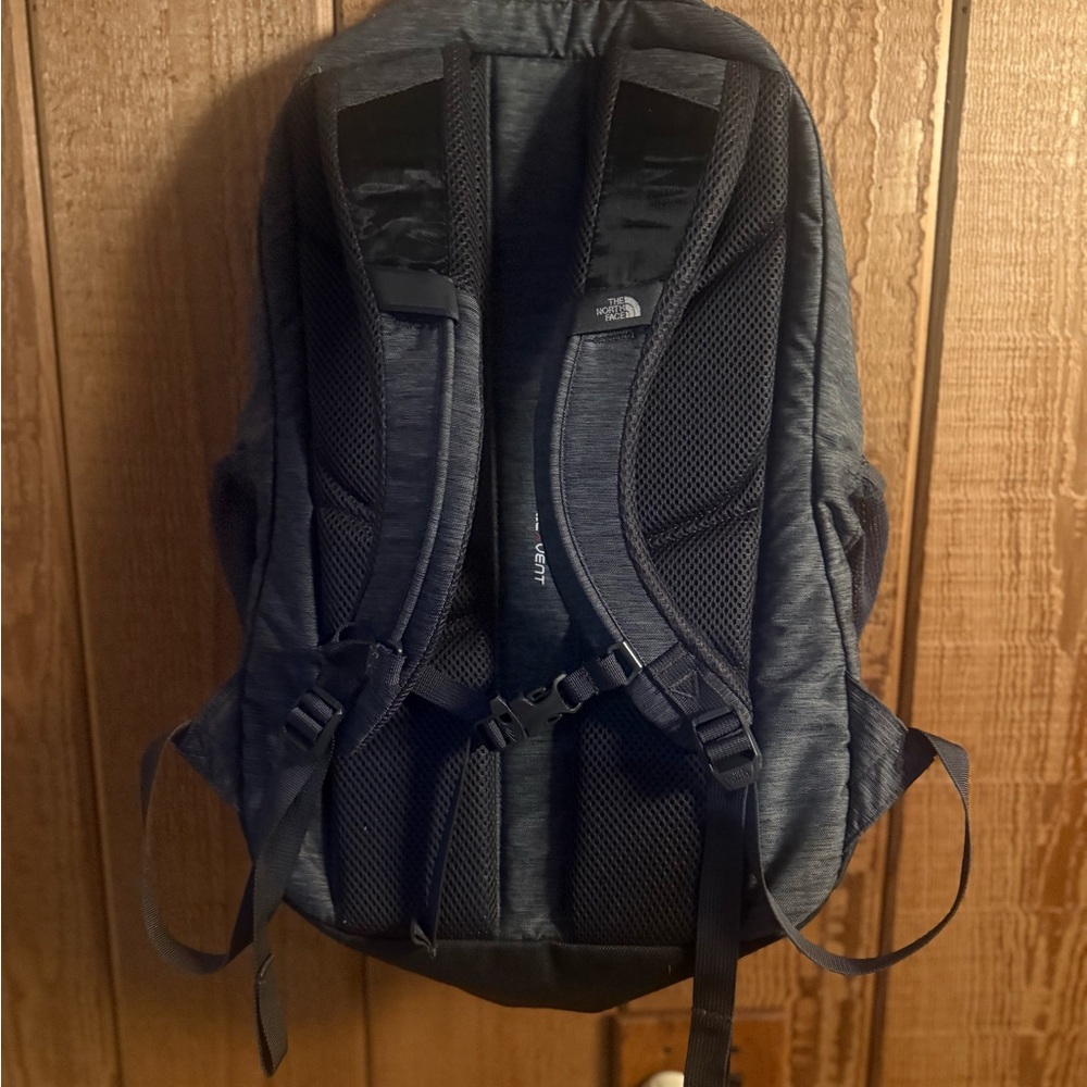 The North Face Jester Heather Gray Backpack with Purple Bungee - Picture 2 of 5